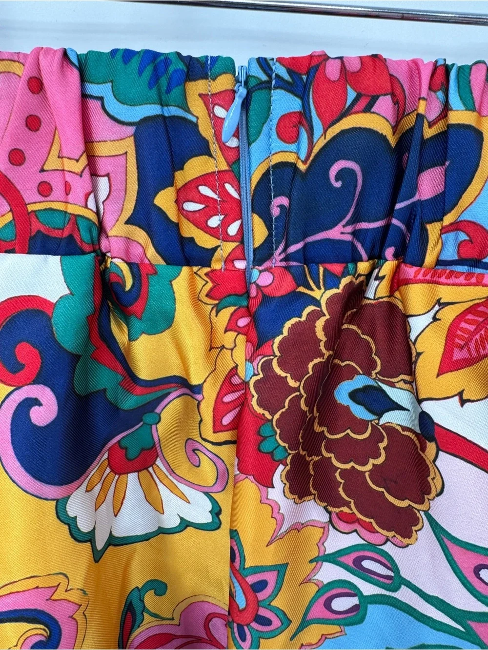 Boho Maximalist Paisley Floral Midi Skirt Colorful Eclectic Statement Piece
